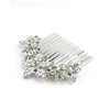 NYFASHION101 Women's Elegant Bridal Rhinestone Flower Pattern Hair Comb HC4260, Simulated Pearl, Silver-Tone