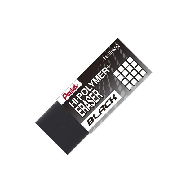 Pentel Hi-Polymer Block Eraser, Small Black, 48 Count (Pack of 1), Block, Plastic, Pencil-Erasers