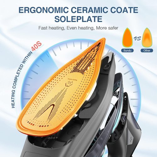 1700 Watts Steam Iron with Digital LED Display, Ceramic-Coated Soleplate, 3-Way Auto-Off, 4 Pre-Set Steam &Temp Settings for Different Fabrics, 300ml Water Tank Included for Clothes Ironing Use