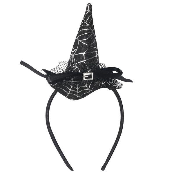 Gaduupa Halloween Headband Witch Hat Headband Mini Witch Hat Spider Web Hair Hoop Halloween Hair Accessory for Women (Style C)
