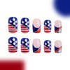 4th of July Press on Nails Short Square Fake Nails Independence Day False Nails with American Flag & Glitter Design Red Blue Acrylic Nails Stick on Nails for Women Girls 4th of July Parade Manicure