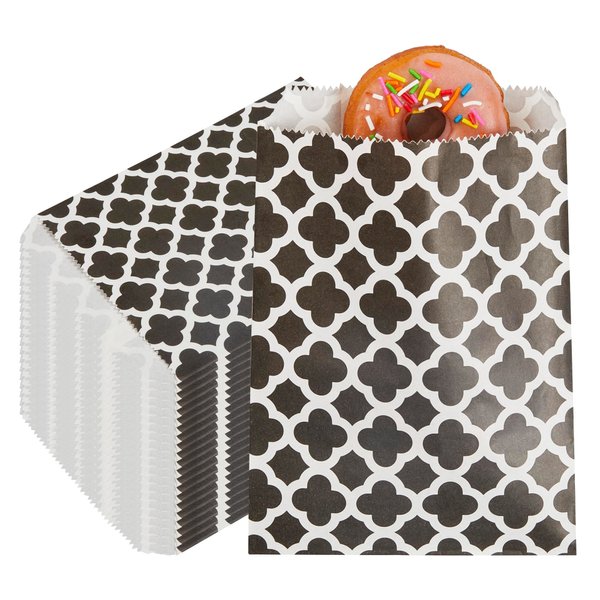Restaurantware 7 x 5 Inch Cookie Bags 100 Biodegradable Paper Treat Bags - Use As Party Favors Or Candy Bags Food Safe Black With Asian Monogram Paper Food Bags For Baked Goods For Buffets Or Parties