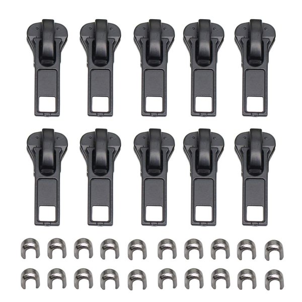 YaHoGa 10 Pieces #5 Black Zipper Sliders Zipper Repair Zipper Replacement for 6mm Plastic Jacket Zippers