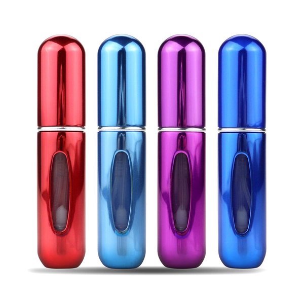 Portable Mini Refillable Perfume Atomizer Bottle Spray, Scent Pump Case, Travel 4 Pcs Pack of 5ml