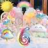 6th Birthday Decorations Girl, 6th Rainbow Birthday Balloons Set with Sun Rainbow Gradient Stars and 40 Inch Number 6 Foil Balloon for Rainbow Theme Girls 6th Birthday Party Decoration Supplies