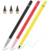 AUAUY 3 PCS Metal Inkless Pencil, Infinity Pencil, Reusable Everlasting Pencil, Replaceable Nib Pencil with 3 Replaceable Nib for Writing Drawing Home Office School Supplies(Black&Red&Yellow)