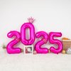 2025 Balloons Pink,40 Inch 2025 Number Balloons with Foil Crown Balloons for Happy New Year Decorations New Years Eve 2025 Graduation Decorations Class of 2025 Party Supplies