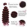 REMY HAIR Human Hair Bundles Red Deep Wave Bundles Colored #99j Burgundy Deep Weave One Bundle 12 Inch Brazilian Virgin Human Hair Extensions for Black Women