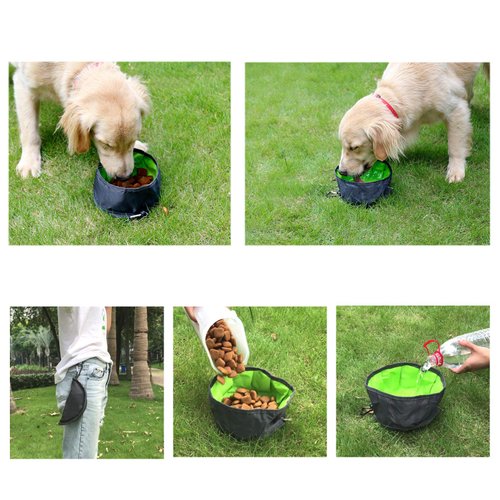 YMTECH 2 Pcs Collapsible Dog Bowls for Travel,Foldable, Portable and Light for Food and Water- (Green+Orange)…