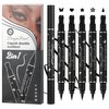 DuoZeng 5 PCS Black Liquid Winged Eyeliner Stamp Pen Makeup Tools,Double-side Eyeliner Stamps Pencil Set,Waterproof & Long Lasting Smudgeproof Eye Liner Stencil Tattoo Pens for Women