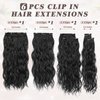 BARSDAR Clip in Hair Extensions for Women - 20 Inch Long Wavy Black Hair Extensions Clip in - 6PCs Full Head Thick Soft Synthetic Clip in Hairpieces Daily Party Halloween- Natural Black