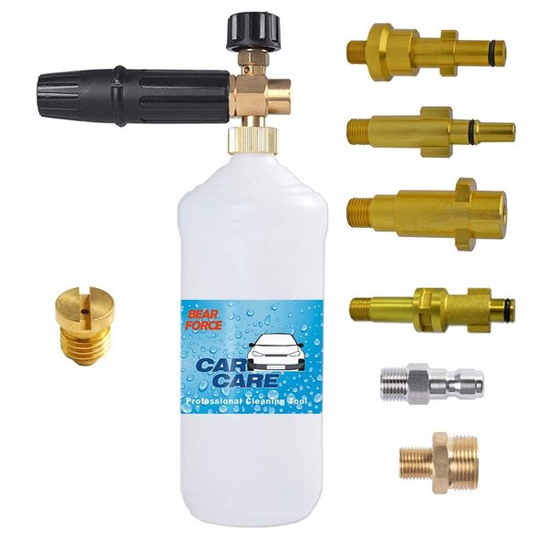 BEARFORCE Pressure Washer Foam Cannon with 6 Adapters & 1.10mm 1.25mm Tips, Adjustable Snow Foam Lance Soap Gun for Power Washer 800~4000 PSI