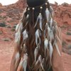 Jumwrit Bohemian Feather Headband Indian Gypsy Headpiece with White and Brown Feather Tassel Adjustable Braided Rope Beaded Hairband Hippie Accessories for Women and Girls