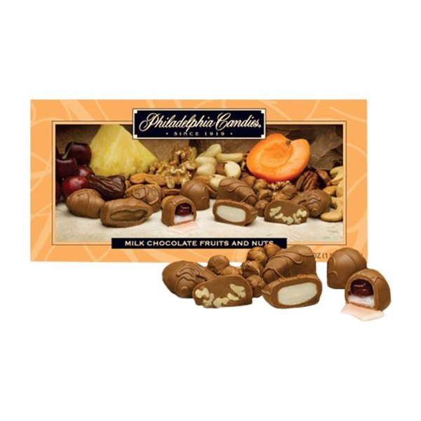 Philadelphia Candies Milk Chocolate Covered Glacé Fruits (Apricots, Cherries, Dates, Pineapple) and Nuts Assortment