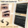 Fluffy Lash Extension Kit 288Pcs Eyelash Extension Kit 9-16mm Mix Lash Clusters 100D Thick Individual Eyelashes Kit with Lash Bond, Lash Remover, Lash Applicator, DIY Lashes Extension for Beginners