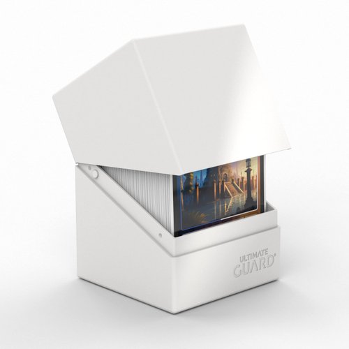 Ultimate Guard Boulder Solid 100+, Deck Case for 100 Double-Sleeved TCG Cards, White, Secure & Durable Storage for Trading Card Games, No Transparency