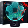 Elstey Soccer 3D LED Night Light Touch Table Desk Optical Illusion Lamps, 7 Color Changing Lights with Acrylic Flat & ABS Base & USB Charger