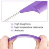 Patelai 12 Pieces Parting Comb for Braids Rat Tail Comb Steel Pintail Comb Fine Teeth Comb Heat Resistant Teasing Combs with Stainless Steel Pintail (Purple)