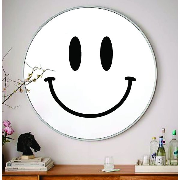 Smiley Face for Mirror V1 Wall Decal Art Sticker Vinyl Home Decor Bedroom Girls Women Daughter Makeup Lashes Brows Beauty Vanity Cute Trendy Smile Happy Aesthetic (8" width x 7" height)