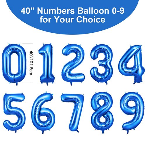 OFFCUP Number 1 Balloons 40 Inch, Navy Blue 1th Birthday Decoration Balloon Foil Helium Balloons, Big Jumbo Number Balloon Celebration Party Supplies for Baby Girls Boys Toddlers(Blue)