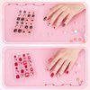 krofaue Press on Nails for Kids - 96pcs 4 Pack Children Fake Nails Kids Girls Stick on Nails for Kids Full Cover Cute Pre-Glue Acrylic Fake Fingernails Kits Sets Little Girls Short Nail Decoration