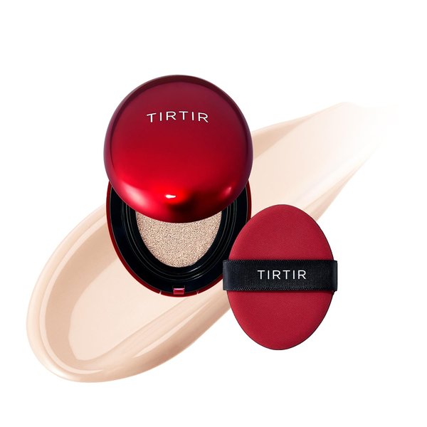 [*Mini Size*] TIRTIR Mask Fit Red Cushion Foundation | Long-Lasting, Lightweight, Buildable Coverage, Semi-Matte Finish, Korean Cushion Foundation (#15C Fair Porcelain, 0.15 Fl Oz)