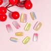 Vopintpy Multicolor Gradient Cat Eye Press on Nails Short Square Fake Nails Mirror Acrylic Nails with Glue on Nails Reusable Stick on Nails for Women DIY Charm Manicure