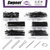 Swpeet 380Pcs 2 Styles 1.9Inch 2.4Inch 2.7Inch Black Hair Pins Bobby Pins with Rubber Bands Kit, Including 120Pcs Bobby Pins and 160Pcs U Hair Pins Hair Clips with Soft Elastic Bands for Girls and Women