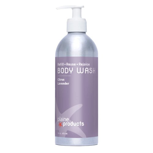 Plaine Products Returnable, Refillable Body Wash: Citrus Lavender 16 oz (Original with Pump)