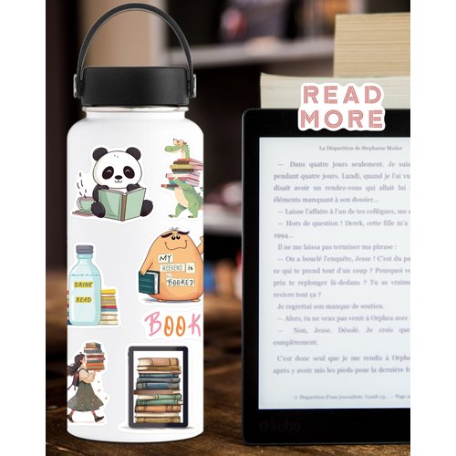 100 Pcs Book Stickers for Kindle, Bookish Reading Stickers for Water Bottle Laptop, Book Lovers Stickers Gifts for Kids Teens Adults