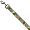 Dog Leash Fried Chicken Waffles Plaid White Green 4 Feet Long 0.5 Inch Wide