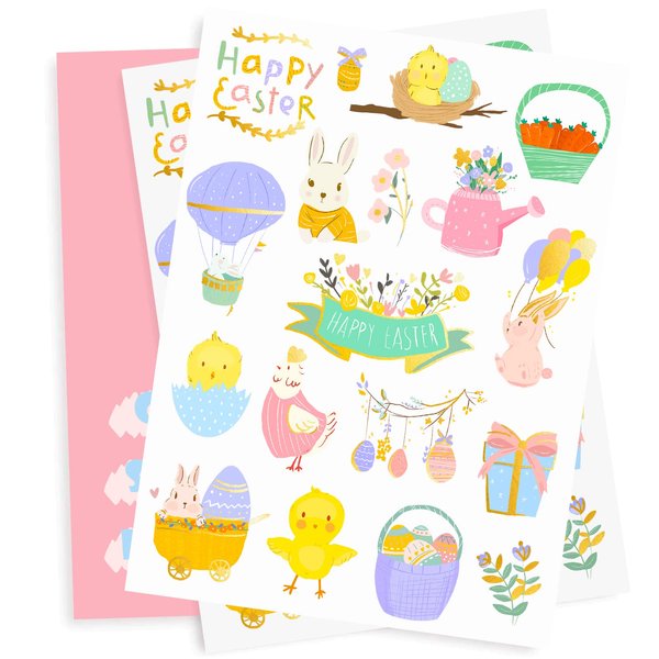 AOBKIAT Easter Stickers Tattoos,36 Glitter Styles Temporary Waterproof Sticker,Easter Party Favors Gifts for Boys Girls,Easter Egg Basket Goodie Bags Stuffers Fillers,Birthday Party Supplies
