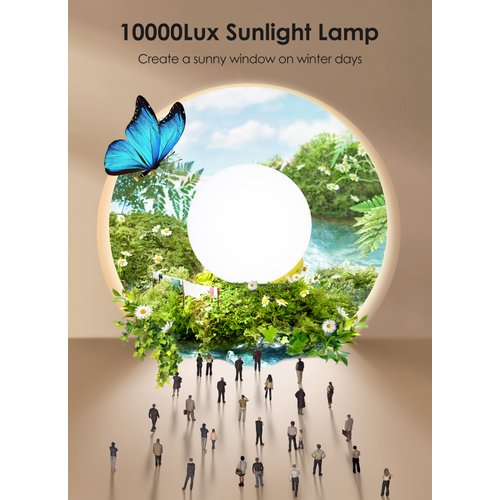 MediAcous Light Therapy Lamp, UV-Free 10000Lux Therapy Light, Sunlight Lamp with 4 Brightness Levels & Color Temperature & Timer, Daylight Lamp with Memory Function, Touch Control & Compact Size