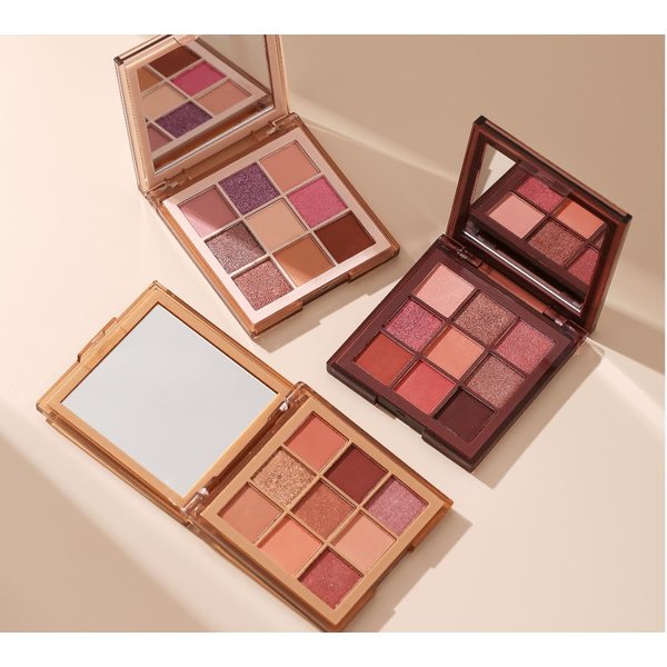 Three (3) Eyeshadow Palettes - Ultra-blendable & highly pigmented 9 shades - Eyeshadow Colors with Velvet Texture - Includes Mirror -Bronze Goddess & Chocolate Kisses & Secret Caresses