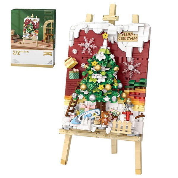 YILETKC Mini Building Christmas Tree 3D Painting Block Set, 667PCS DIY Creative Stereograph Building Model Kit, MOC Construction Toy, Not Compatible with Maior Brands Building Bricks