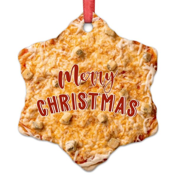 Vegan Truffle Pizza Christmas Tree Ornaments Snack Food Christmas Ornaments 2022 Pizza Hanging Ornaments Holiday Memorial Christmas Keepsake New Year Gifts for Friends, 3 inch