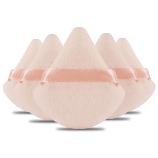 Powder Puff Daubigny 6 PCS Makeup Face Soft Triangle Puffs for Loose Mineral Body Velour Cosmetic Foundation Sponges Blender Beauty Tools(Nude)