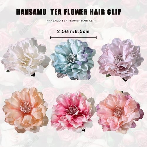 6Pcs Flower Hair Clips Hawaii Bohemian Flower Hairpin Tea Flower Artificial Tropical Hair Clip for Women Girls Seaside Holiday Vacation Beach Party Bridal Hair Barrette Accessories