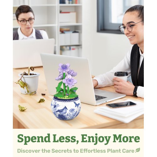 PieceRelax Flower Bouquet Building Decoration Set - Artificial Flowers Mini Bricks Potted Violet - Home Accessories or Best Gift Valentine Décor for Him and Her Botanical for Adults [KZ1029]