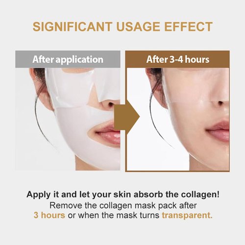 ONMYLOVIN Deep Collagen Face Mask, Bio-Collagen Korean Overnight Hydrogel Mask, Anti Wrinkle Firming Lifting Korean Collagen Films for Improve Skin Elasticity,Firming And Moisturizing 5 Pack