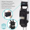 Vive Crutch Accessories Bag and Hand Grip Cushions, Water-Resistant Premium Pouch for Crutches, with Drink Holder Phone Holder, 3 Pockets, Lightweight