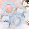 ACO-UINT 6Pcs Blue Spa Headbands and Wrist Washbands Set, Skincare Headbands Makeup Headband Sponge Face Wash Headband, Terry Cloth Headbands Puffy Hair Band for Washing Face