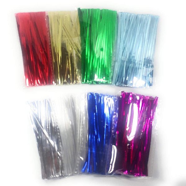 Weststone Brand - 800pcs 4" Metallic Twist Ties, red, blue, green, gold, silver, clear and pink