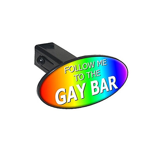 Follow Me to The Gay Bar Rainbow Oval Tow Trailer Hitch Cover Plug Insert 2"