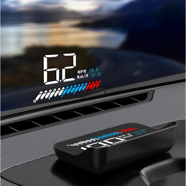 OTPerformance M7 - Head Up Display Car Universal Dual System HUD GPS Mode for All Vehicle, Speedometer OBD2 GPS Interface, Speed, Engine RPM, Over Speed Warning, Mileage Measurement Water Temperature