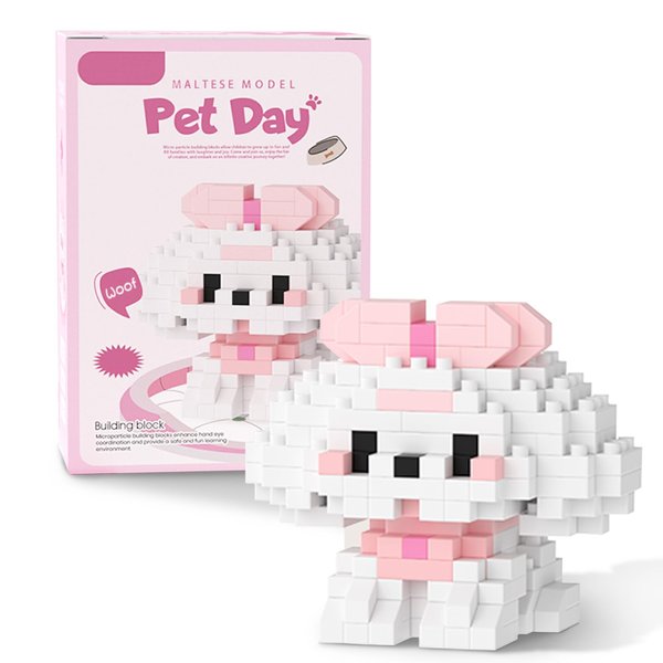 Scosloo Micro Mini Building Blocks Dog Series, Animals Model Toy Party Favors for Kids, Creative Building Blocks Toy, Birthday Gift for Boy Girl Ages 6-12+ (Maltese)
