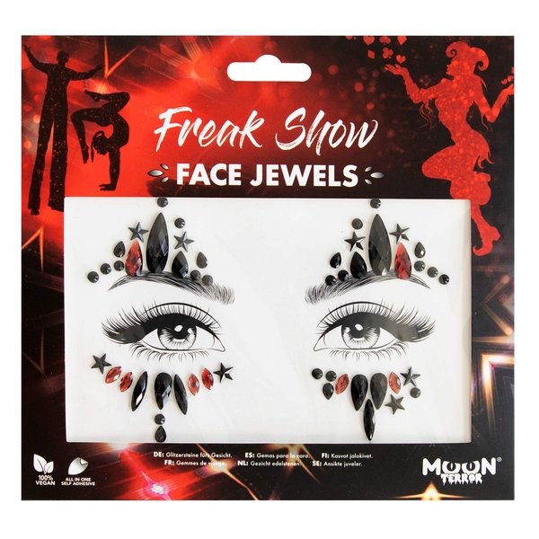 Face Jewels by Moon Terror - Festival Face Body Gems, SFX Make up, Crystal Make up Eye Glitter Stickers, Temporary Tattoo Jewels, Special Effects Make up (Freak Show)