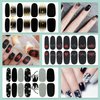 WOKOTO 20 Sheets 280 Pieces Black Nail Stickers Full Nail Wraps French Style Stick On Nail Polish Strips Black Gel Nail Strips Delf Adhesive Punk Gel Nail Sticker for Women Girls Kids with Nail File