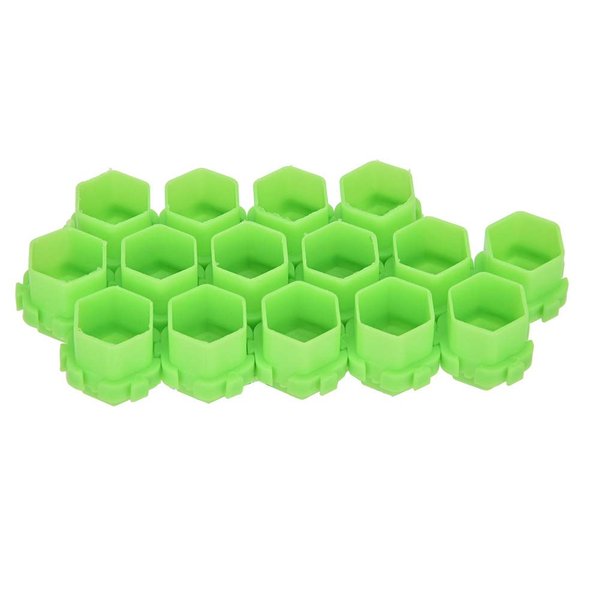 JoyGlow Hexagonal Ink Cups for Tattooing, Multiple Color Hive/Honeycomb Caps for Tattoo Artists, Pack of 200 (Green)