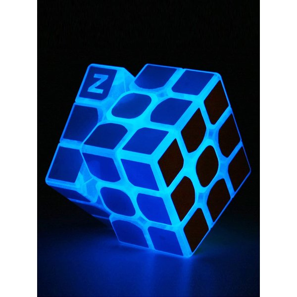 AMAZA 3x3 Fluorescent Speed Cube 3x3x3 Glow in Dark Luminous Speed Cube 3 by 3 Magic Cube Puzzle Toy Brain Teasers IQ Puzzles Game Toys for Children Adults (Blue Luminous)